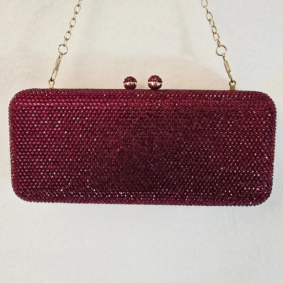Red Gem Evening Bag 2 Different Length Chains & Extra Gems NWOT Fits Cell Phone - Picture 2 of 16